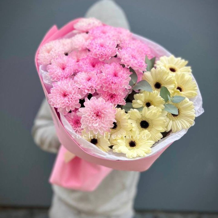 Дуо хризантем и гербер в Челябинске