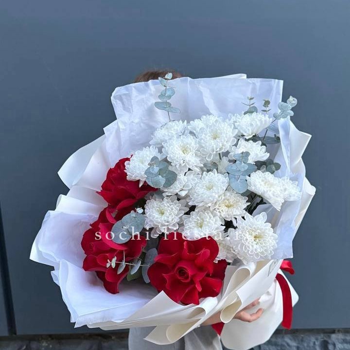 Дуо розы и хризантемы в Челябинске