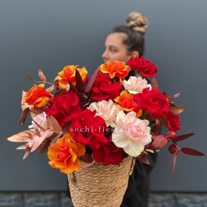 Авторский бокс "Роксана" в джутовом кашпо в Челябинске