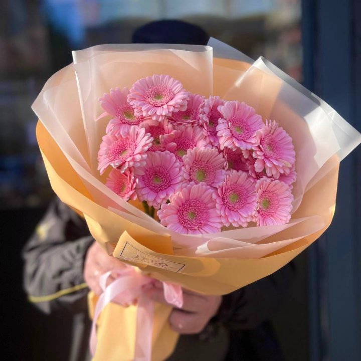 17 розовых гербер  в Челябинске