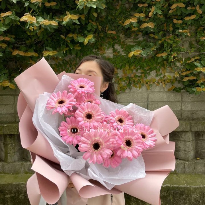 13 розовых гербер в Челябинске