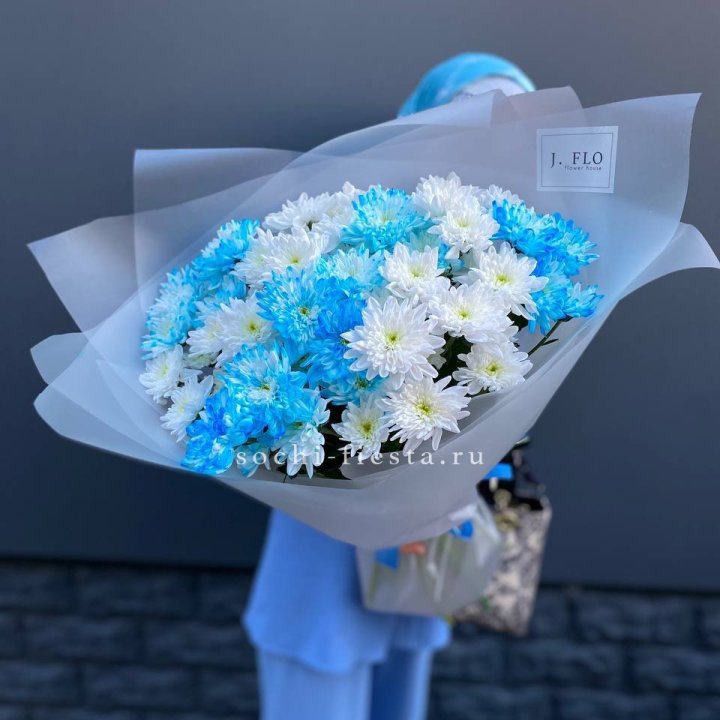 Букет хризантем "Голубая снежинка" в Челябинске