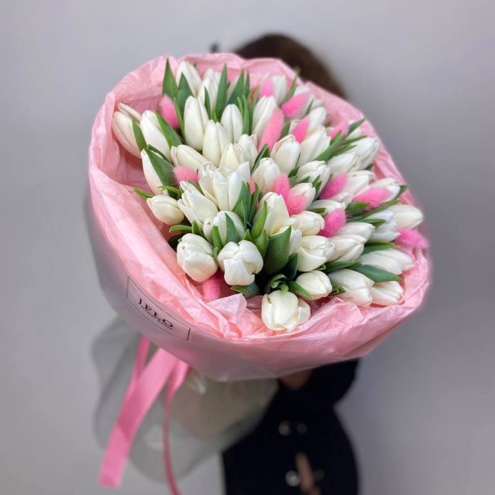 51 белый тюльпан "Рози" в Челябинске