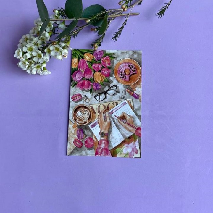 Открытка к букету "Леди на работе" в Челябинске