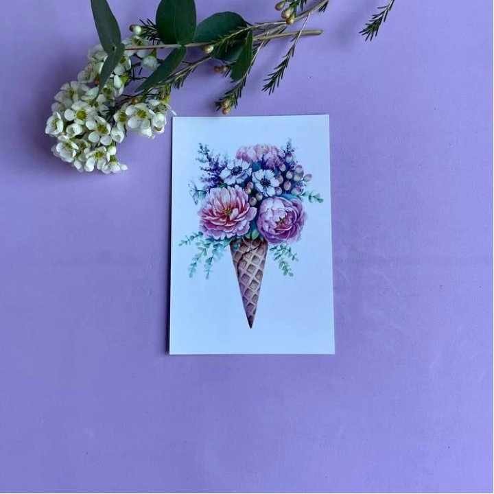 Открытка к букету "Цветочно-кремовый" в Челябинске