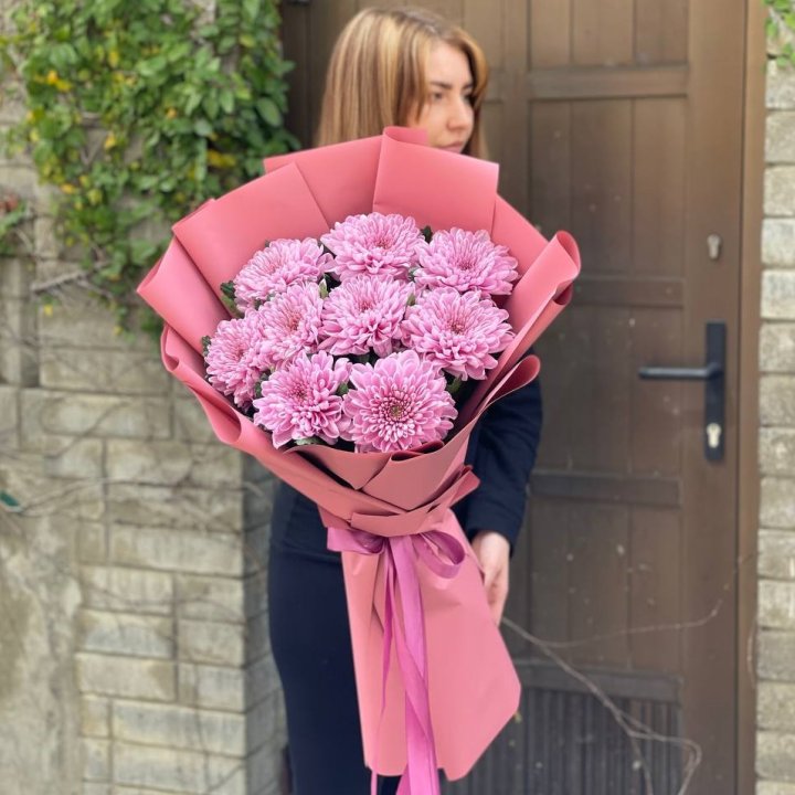 Букет хризантем розовый в Челябинске