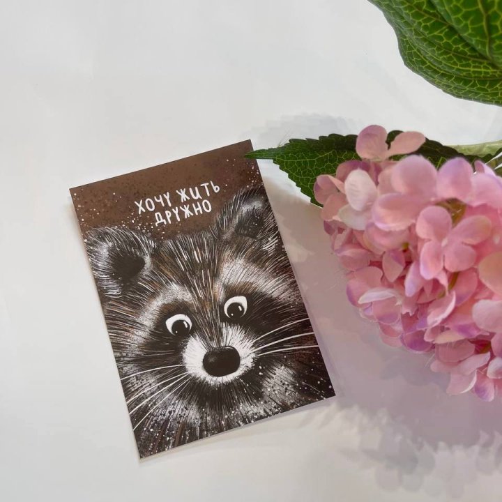 Открытка к букету "Енотик" в Челябинске