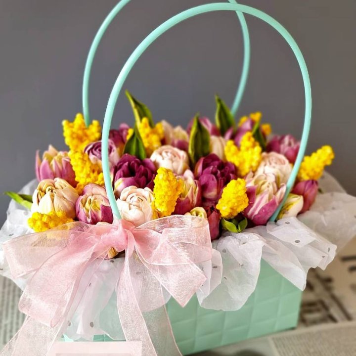 Тюльпаны в сумочке из зефира в Челябинске
