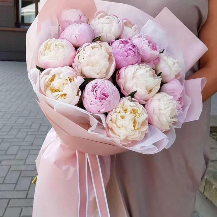 Букет пионов "Маршмелоу" в Челябинске