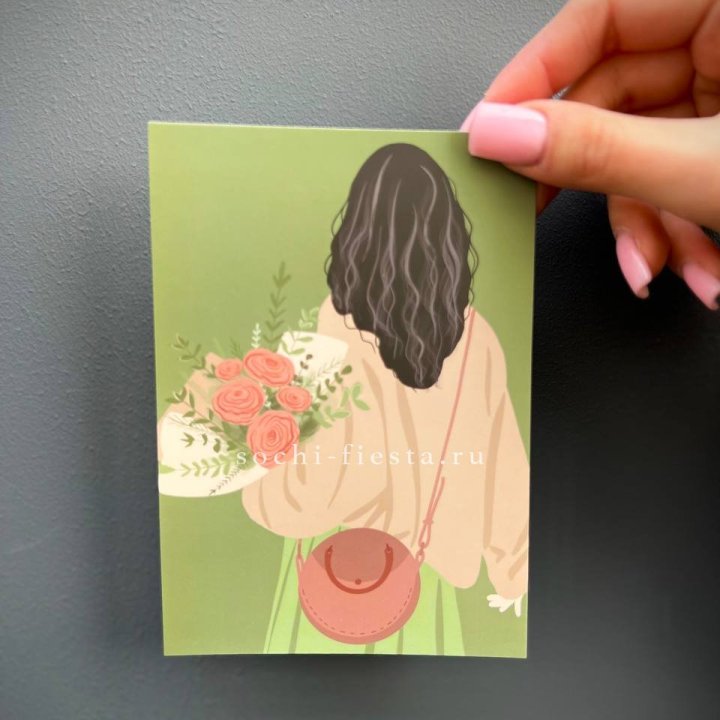 Открытка к букету "Потрясающая девушка" в Челябинске