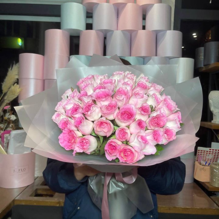  51 розовых роз в Челябинске