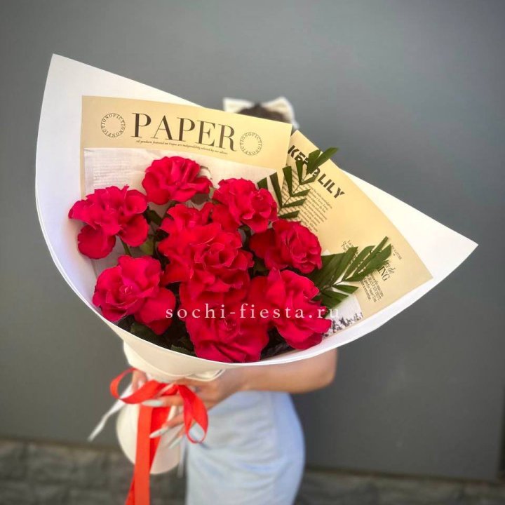 9 Красных французских роз Чико в Челябинске