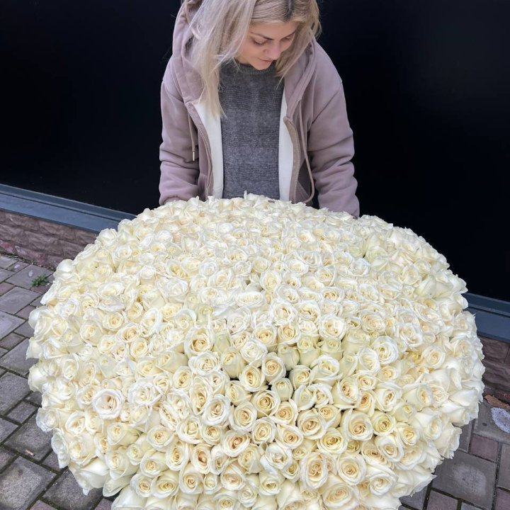 501 белая роза в корзине в Челябинске